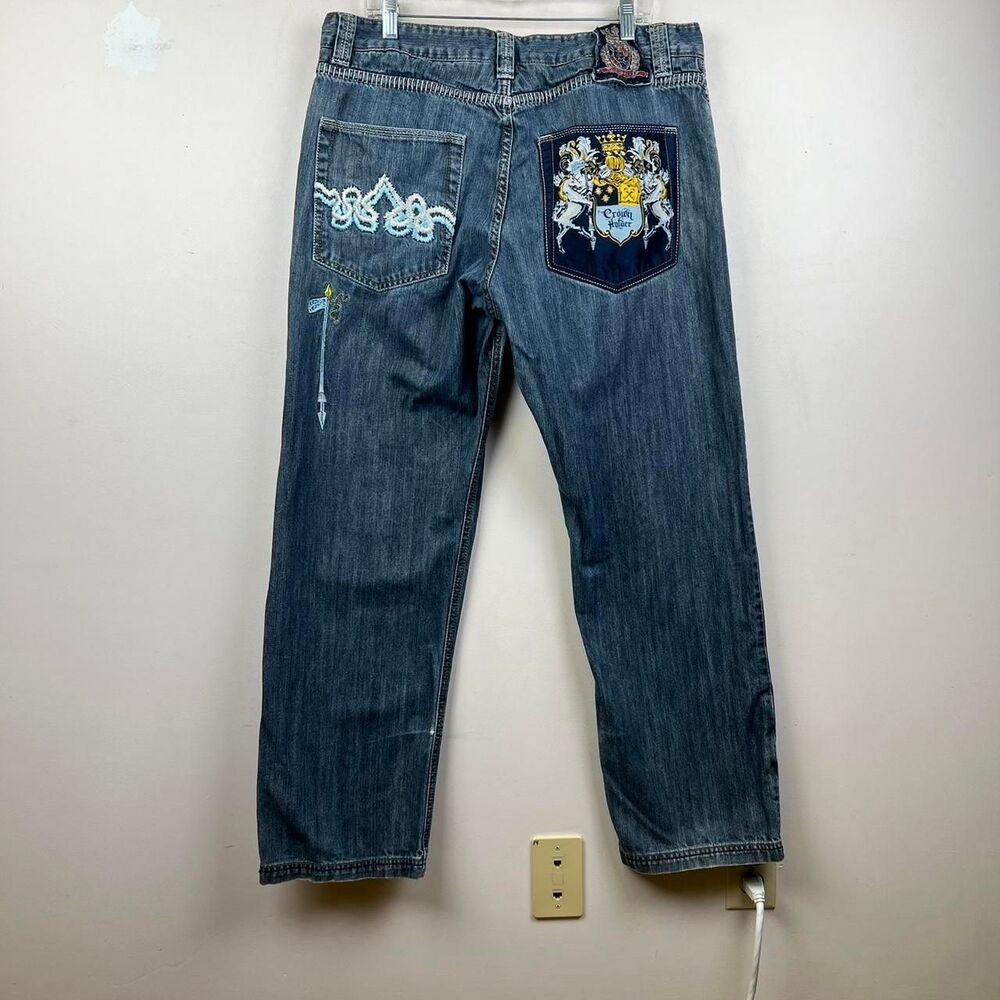 Crown Holder  Blue Y2K Skater Jeans  Size 38